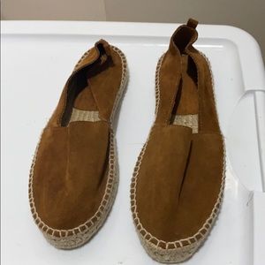 Suede slip on flatform espadrille